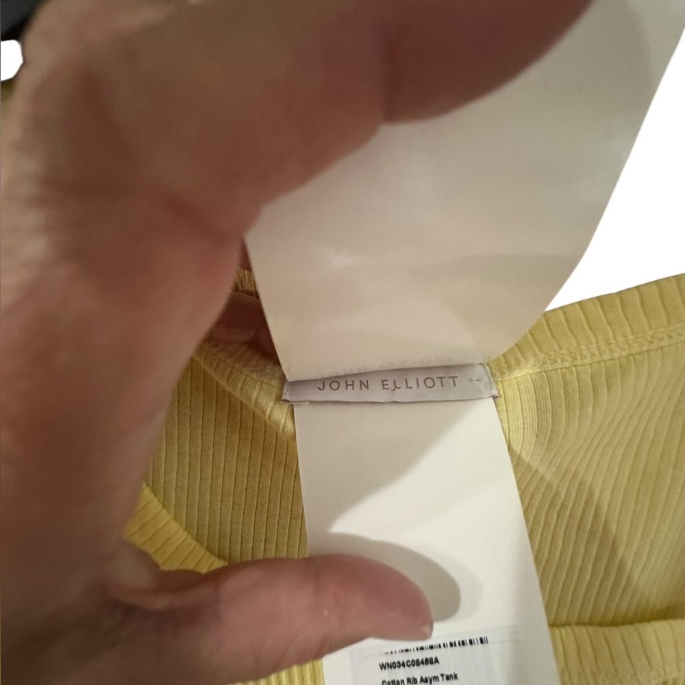 John Elliot Pale Yellow Cotton Ribbed Asymmetrical Tank Dress - Picture 7 of 15